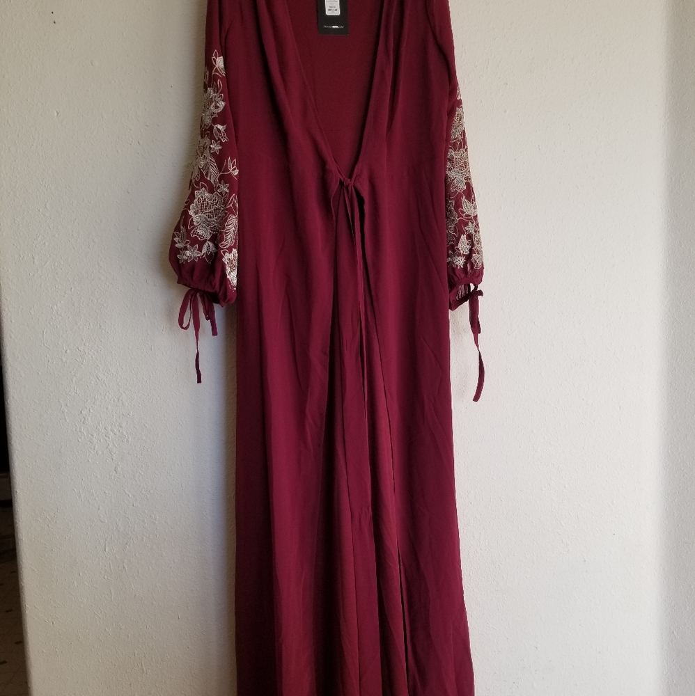 Crossover marroon maxi dress